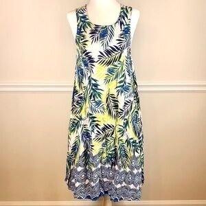 BEACHLUNCHLOUNGE Leaf Print Tank Dress w Pockets S